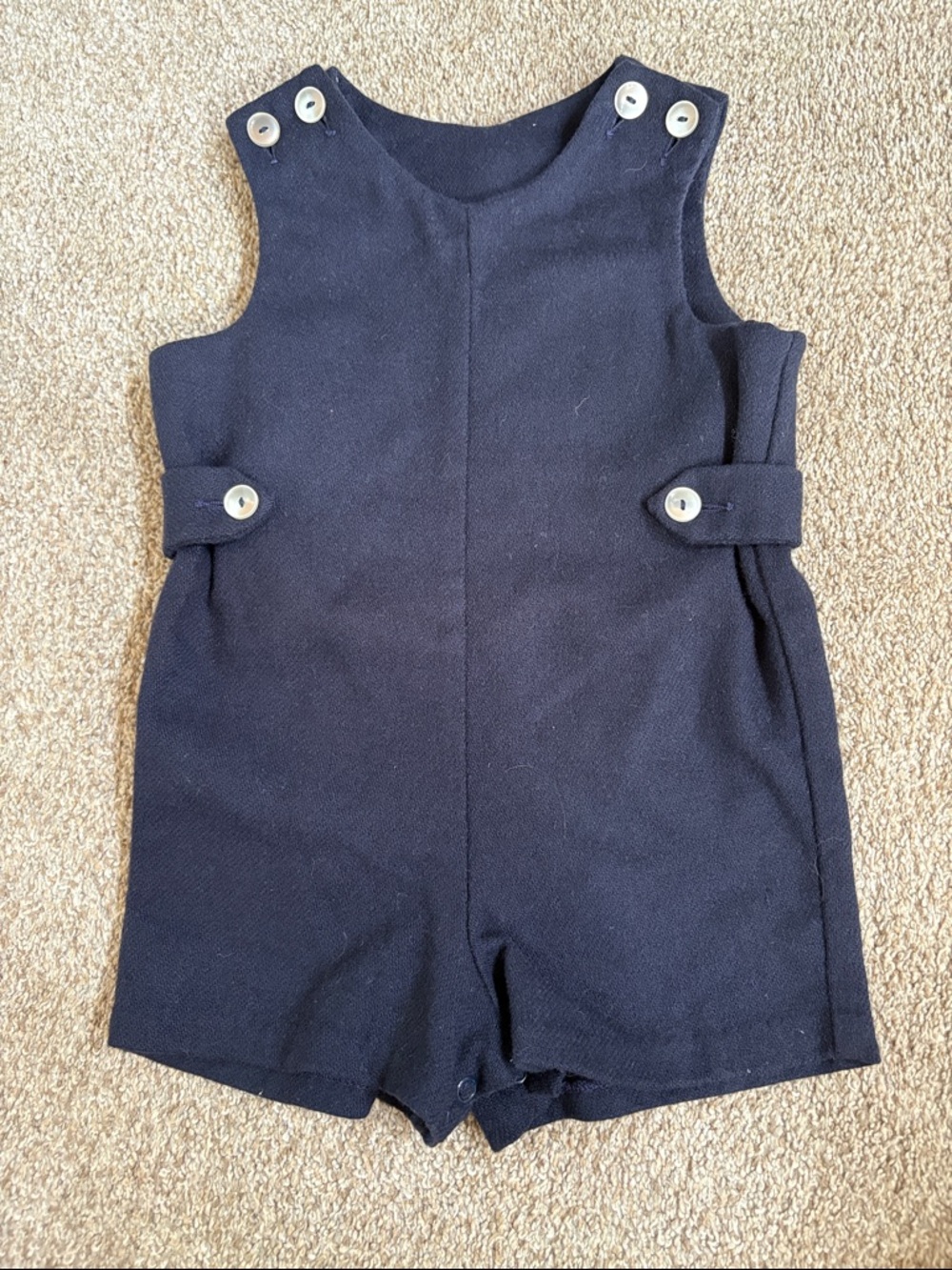 VINTAGE Navy Button-Accent Romper